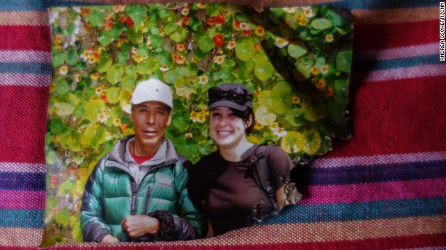 The only photograph of deceased Sherpa Ang Tshiring left in his family's home shows him together with a trekking client. The family sent his pictures, together with rice, butter and salt, to several monasteries to request monks perform puja (prayers) in his memory.