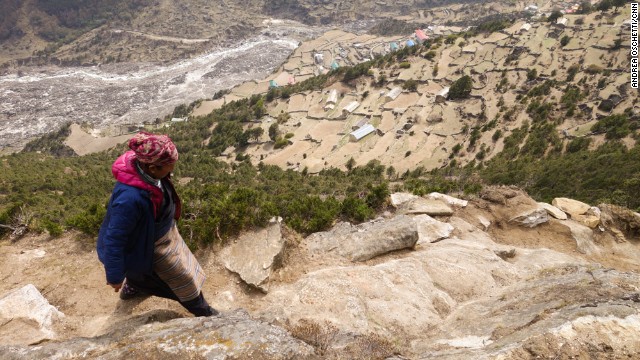 Ang Riku climbs the steep hills above Thamo to reach three isolated monasteries where she'll ask lamas to pray for her husband's afterlife and reincarnation.