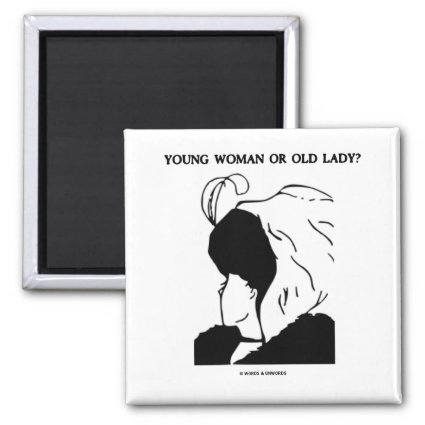 Young Woman Or Old Lady? (Optical Illusion) 2 Inch Square Magnet