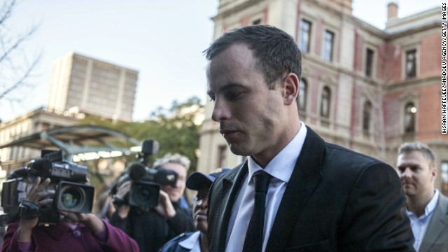 Oscar Pistorius arrives at court for his ongoing murder trial in Pretoria, South Africa, on July 7. Pistorius, the first double amputee runner to compete in the Olympics, is accused of intentionally killing his girlfriend, Reeva Steenkamp, in February 2013. Pistorius has pleaded not guilty to murder and three weapons charges.