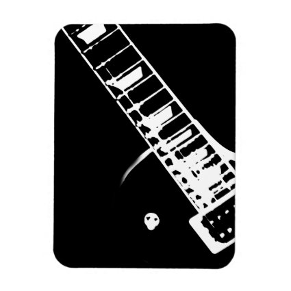 guitar neck stamp black and white rectangular magnet