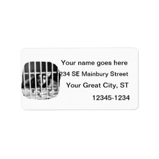 chihuahua Black and White Behind cage Bars Custom Address Label