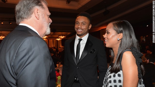 Director Taylor Hackford, left, talks to actor Nnamdi Asomugha and actress Kerry Washington in January, but probably not about their relationship. Fans were shocked when Asomugha, a former NFL football player, and Washington married in 2013, and so far they have managed to keep <a href='http://ift.tt/TvBRSl' target='_blank'>their infant daughter under wraps. </a>
