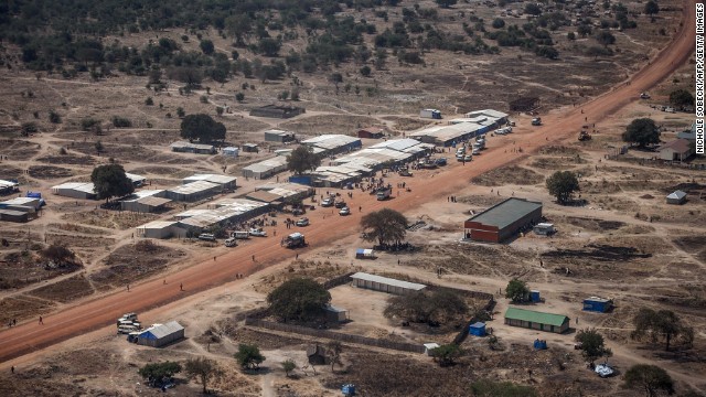 A picture shows an aerial view of a camp of internally displaced people in Minkammen, on Friday, January 10.