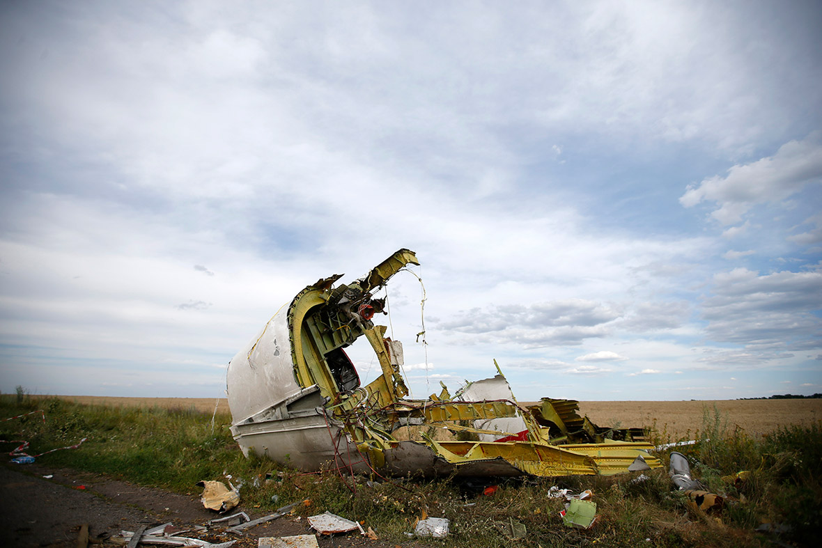 Part of the wreckage is seen at the crash site of the Malaysia Airlines Flight MH17 in the Donetsk region of eastern Ukraine