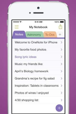 OneNote 2.3 for iOS (iPhone screenshot 001)