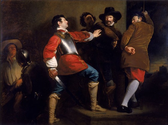 The Discovery of the Gunpowder Plot and the Taking of Guy Fawkes (c. 1823) by Henry Perronet Briggs; Knyvet wears the breastplate