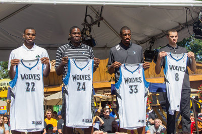 Andrew Wiggins, Anthony Bennett, Thaddeus Young and Zach LaVine greet their adoring public.