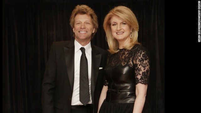 Singer Jon Bon Jovi and Arianna Huffington arrive on the red carpet.