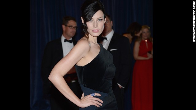 Actress Jessica Pare, from "Mad Men," arrives on the red carpet.