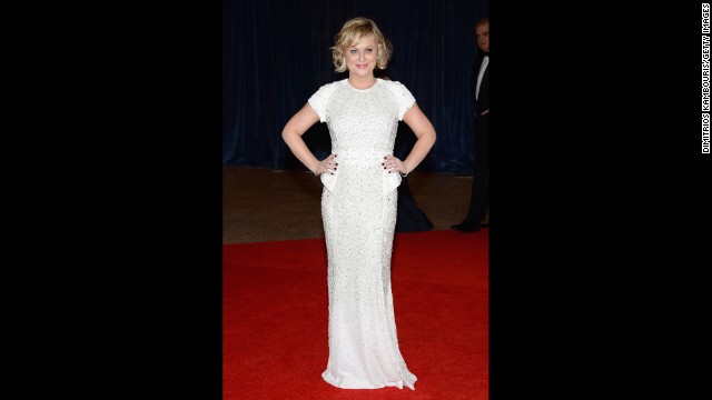 Amy Poehler, from "Parks and Recreation," poses on the red carpet.