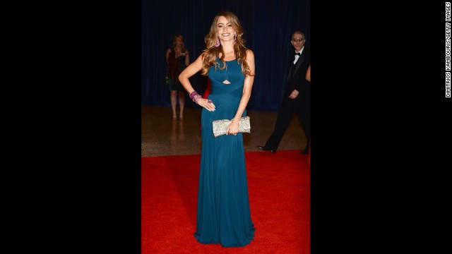 Sofia Vergara, from "Modern Family," poses on the red carpet.