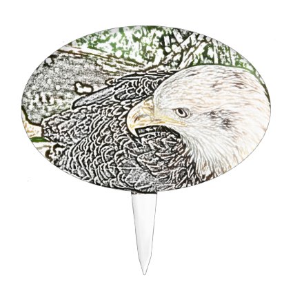 eagle bird sketch colored sideways cake picks