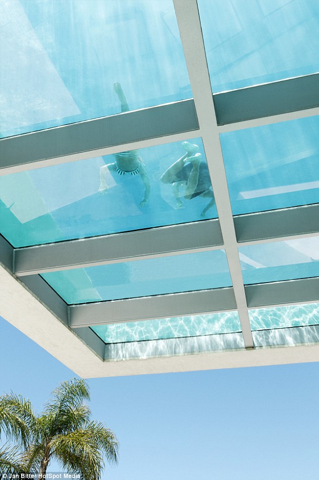 Groundbreaking design: The pool has been cantilevered to the roof so the beach and sea can always be seen while swimming