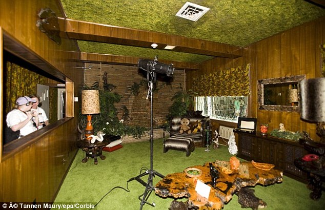 Wild design: The ceiling of the Jungle Room in Graceland is covered in green carpet