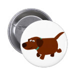 Cute Cartoon Chocolate Labrador Button Badge