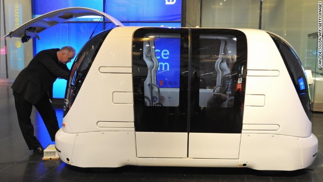 This driverless vehicle, shown in 2009, is part of a 21-strong fleet operating at<a href='http://ift.tt/1nArPec'> London Heathrow Airport</a>. The pod can carry four passengers with their luggage and can travel at up to 25 mph.