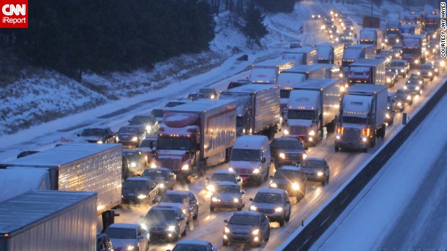 Officials said that 1,254 accidents were reported in Georgia's snowstorm. <a href='http://ift.tt/1nm04pv'>Jay Hayes</a> shot this photo of I-285 around 5 p.m. Tuesday. "I've lived in Atlanta since 2001, and I have never come across a situation where the city was so unprepared," he said.