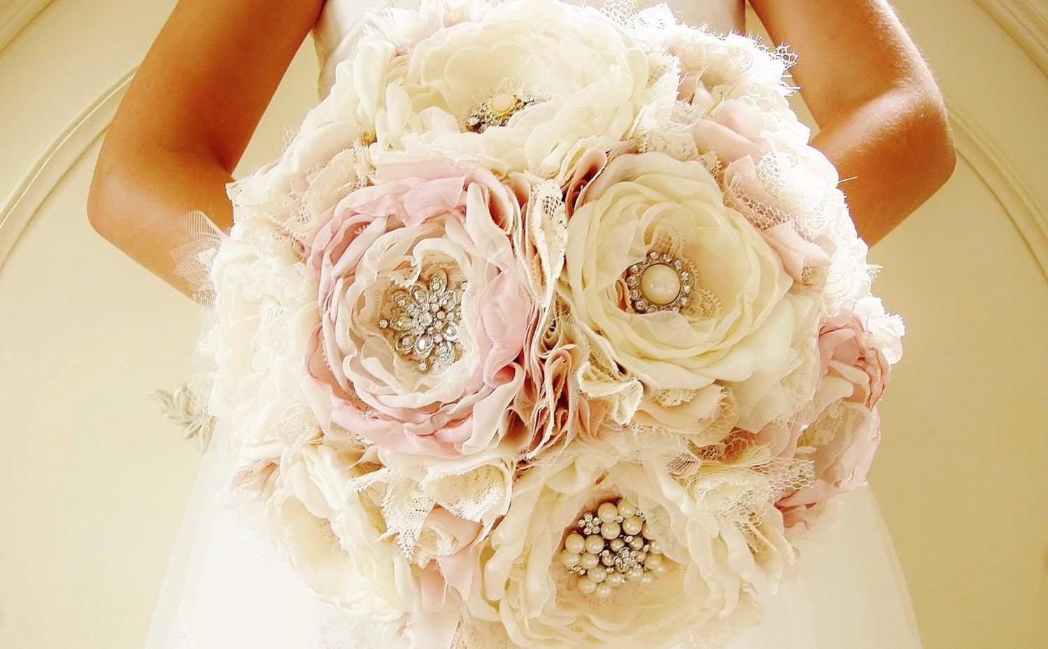 Fabric Brooch Bouquet, Bridal Bouquet, Fabric Flower Bouquet, Handmade Bridal Bouquet, Vintage Wedding, Custom Colors