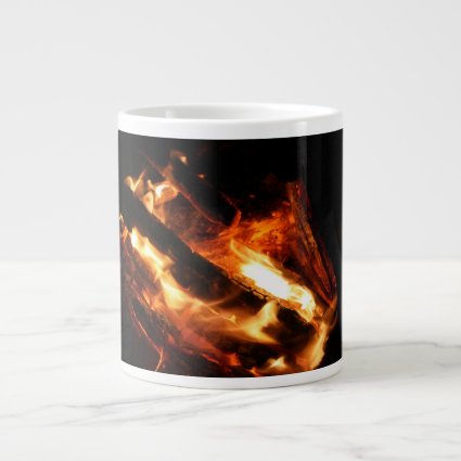logs in flames photograph jumbo mug