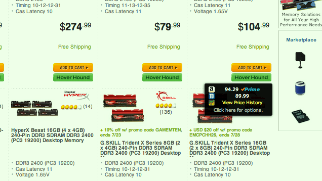Hover Hound Compares Newegg Prices with Tiger Direct and Amazon