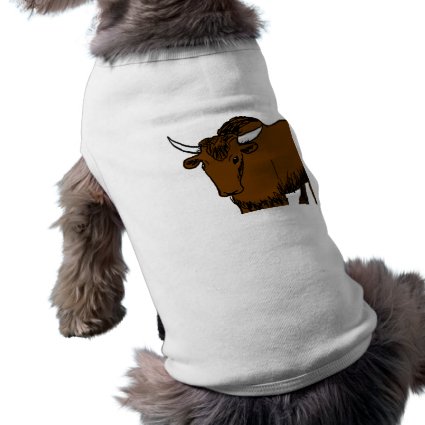 Brown Cartoon Yak Dog Tee Shirt