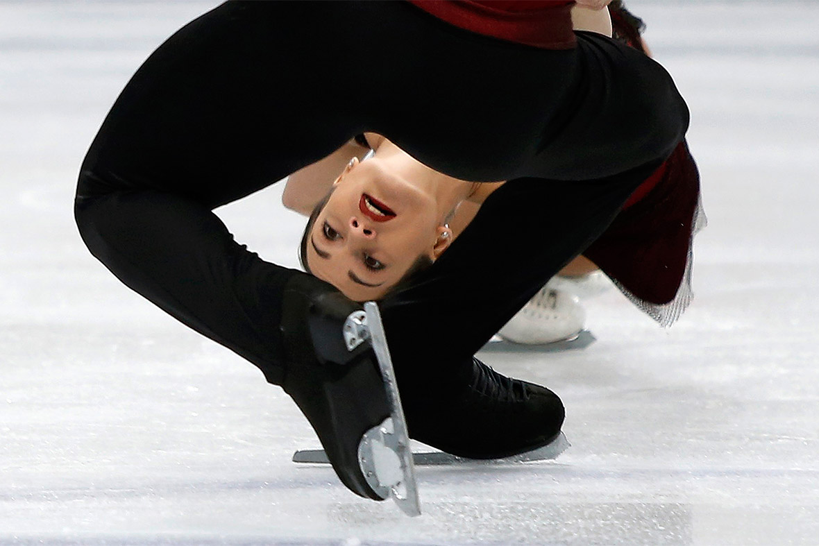Russia's Ksenia Stolbova and Fedor Klimov compete during the pairs short programme at the ISU World Figure Skating Championships in Saitama, Japan