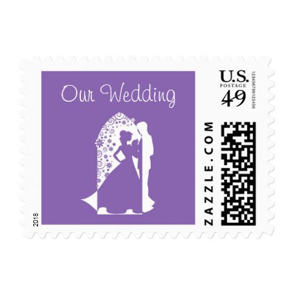 Silhouettes Purple Wedding Stamp