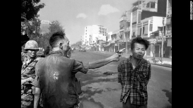 South Vietnamese Gen. Nguyen Ngoc Loan, chief of the national police, executes suspected Viet Cong officer Nguyen Van Lem — also known as Bay Lop — on a Saigon street on February 1, 1968. It was early in the Tet Offensive, one of the largest military campaigns of the Vietnam War.