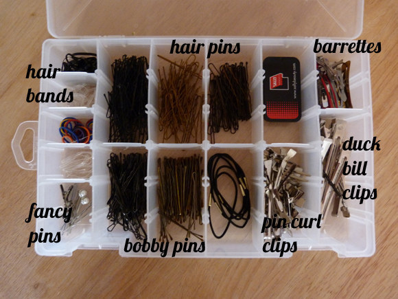 Enlist a fishing tackle box to sort all of your hairstyling paraphernalia.