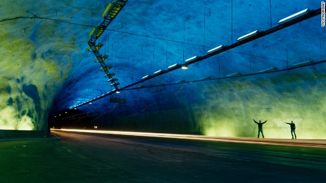 The world's longest road tunnel, Norway's Lærdal Tunnel has features designed to alleviate claustrophobia and tiredness. <strong>Length: </strong>24.5 kilometers