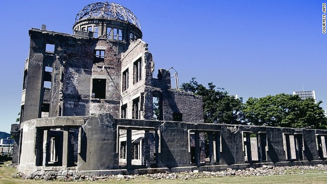 Designed in 1915 by a Czech architect, Hiroshima's Atomic Bomb Genbaku Dome served as the city's Industrial Promotion Hall in 1945. The bomb didn't totally destroy it because the immediate blast and heat buffered the air at ground zero.