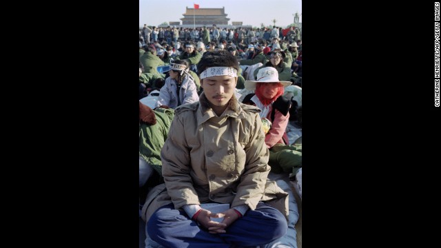 May 13, 1989, student demonstrations at Tiananmen Square escalate into a hunger strike with thousands taking part and calling for democratic reforms. 