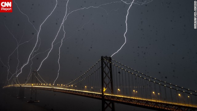<a href='http://ift.tt/1oNlApU'>Phil McGrew</a> kept his camera going for an hour and a half as a storm passed over San Francisco's Bay Bridge in April 2012. He shot this 20-second exposure through a rain-soaked window. "Lightning is rare here, but I always thought it (the bridge) would be a pretty good target for lightning," he said.