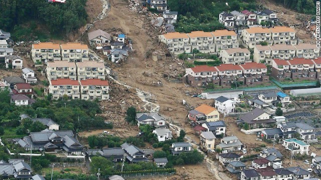 This aerial view shows the damage caused by the landslide, which killed at least 27 and authorities fear the death toll could be much higher.