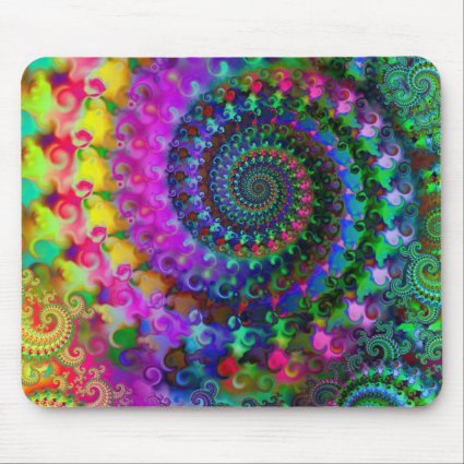 Hippy Rainbow Fractal Pattern Mouse Pad