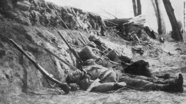 These French Zouave infantrymen were killed by gas during the Second Battle of Ypres, Belgium, in April 1915. 