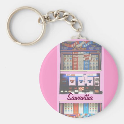 Personalized Lucky Slot Machine Keychain Pink