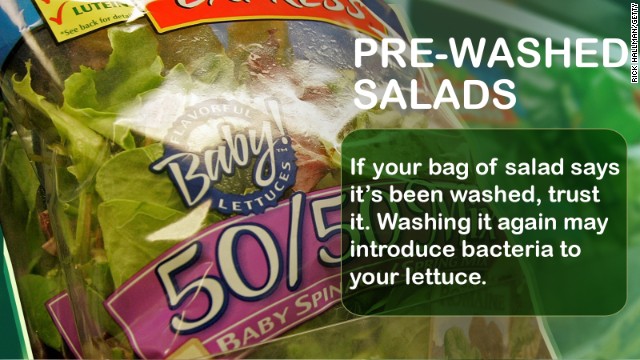If a bag of salad is labeled as "washed," "triple washed" or "ready-to-eat" it really is OK to eat as it has met labeling standards for being cleaned (unless the label says otherwise). Source: California Department of Public Health