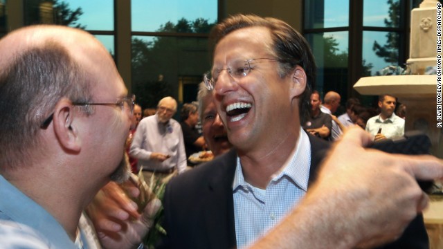2014: House Majority Leader Eric Cantor lost the Republican primary to college professor Dave Brat, a political novice. Brat seen Tuesday night in Richmond, Virginia.