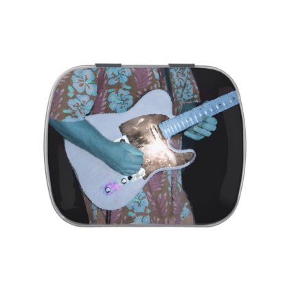 guitar player painting blue neat abstract musician candy tin
