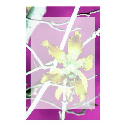 orchid yellow black pink flower custom stationery