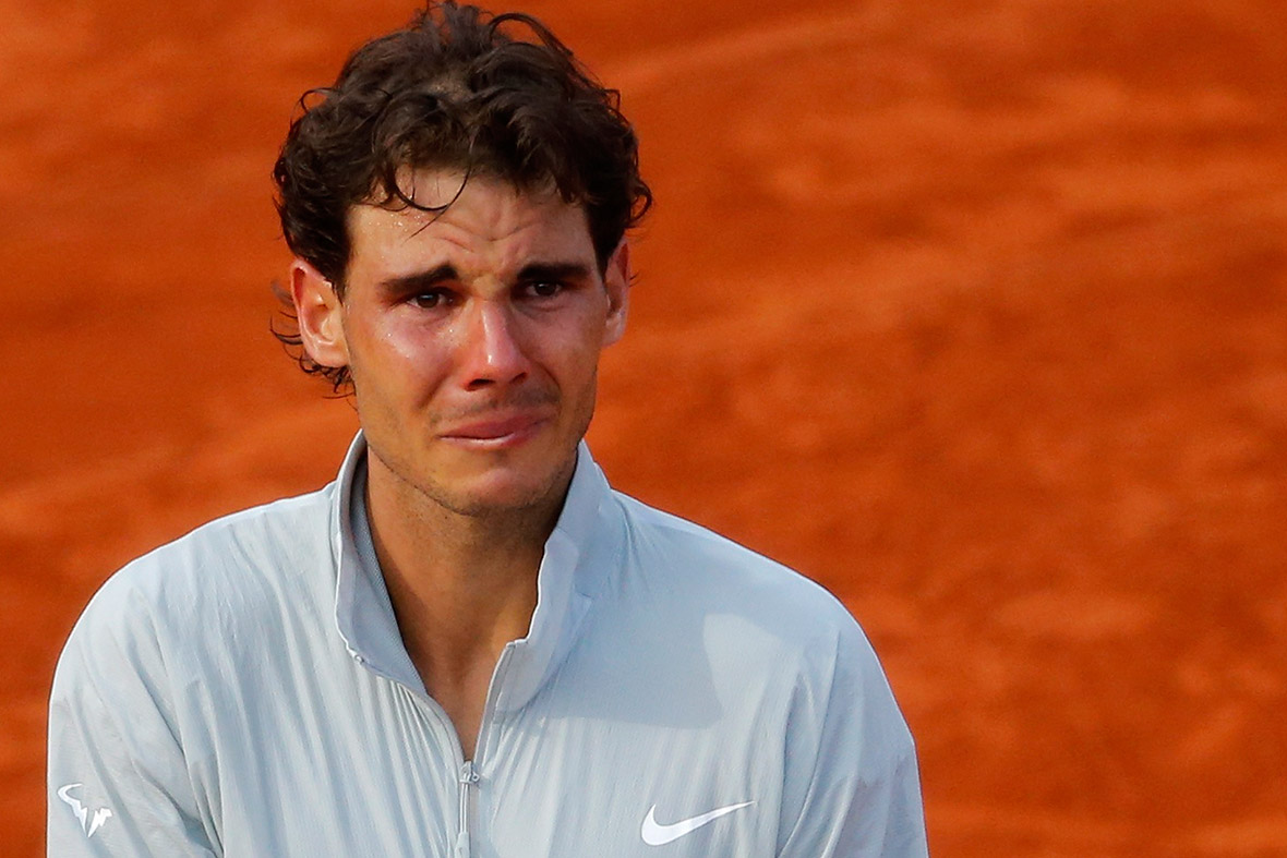 Rafael Nadal of Spain cries after defeating Novak Djokovic of Serbia to win the French Open.