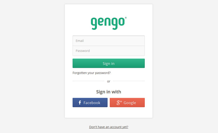gengo.com Social Login Design