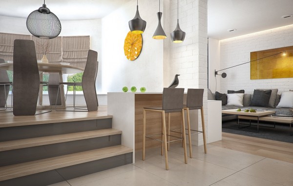 The space also makes use of levels, with an elevated dining room that gives the apartment a distinct sense of elegance.