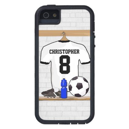 Personalized White | Black Football Soccer Jersey iPhone 5 Cover