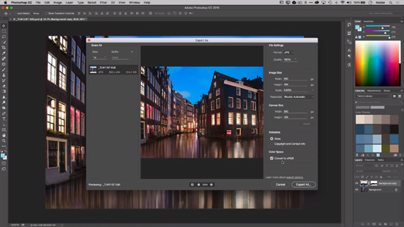 export images for web in adobe photoshop cc