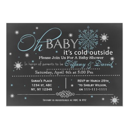 Winter Snow blue Couple's Baby shower Invitation