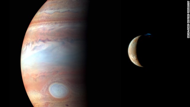 New Horizons snapped this photo of Jupiter and its volcanic moon Io in early 2007.