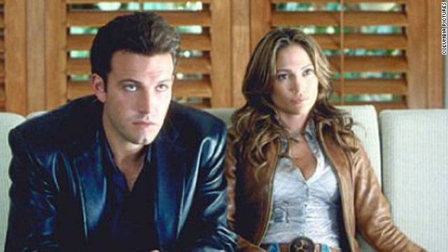 Jennifer Lopez and Ben Affleck, or should we say "Bennifer," starred together in "Gigli." The 2003 film flopped at the box office, earning just over $3 million its opening weekend. The couple became engaged, but split in 2004. Affleck began dating his "Daredevil" co-star, Jennifer Garner, soon after. The couple married in 2005 and have three children together.